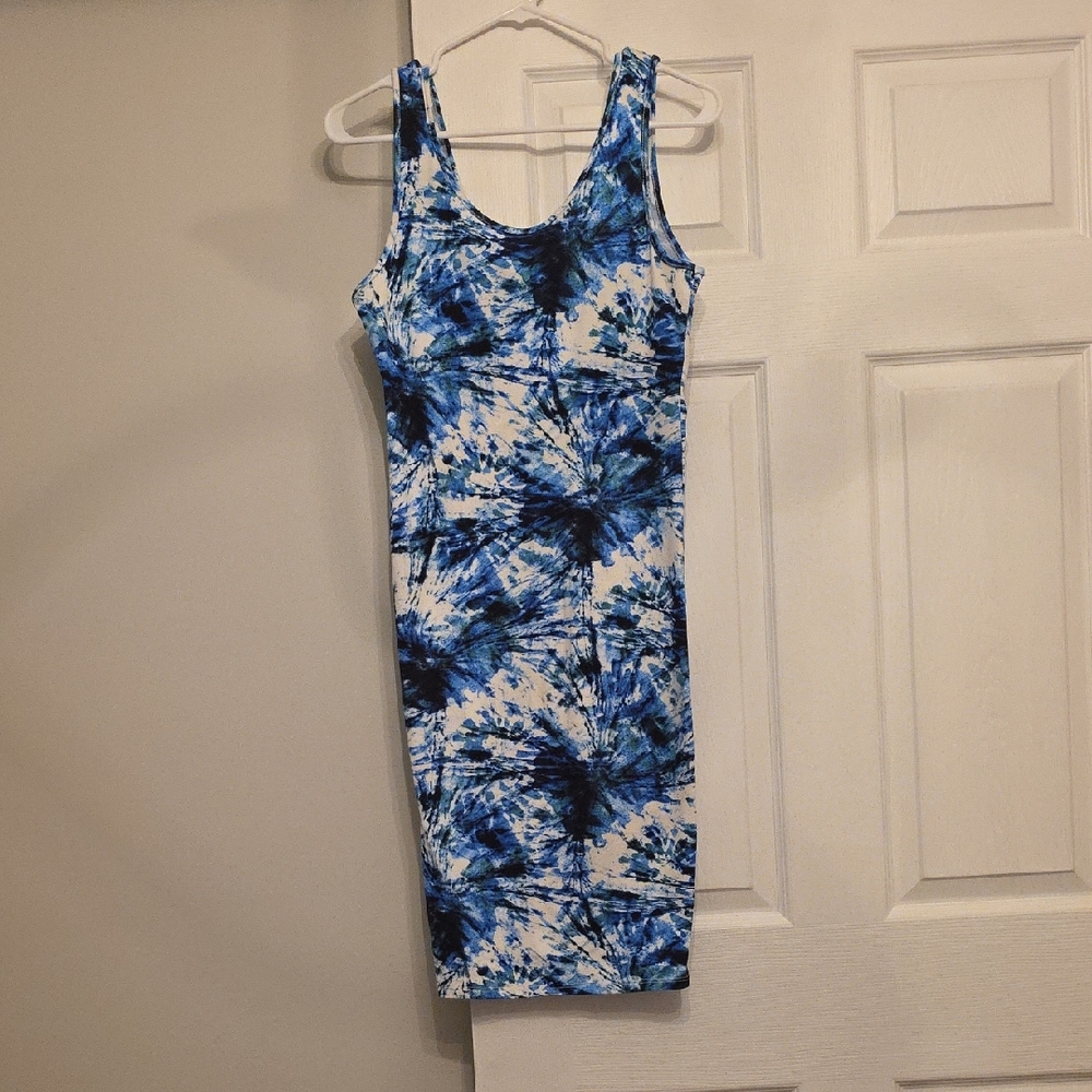 Blue Tie-Dye Tank Dress